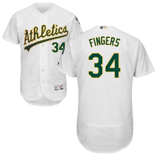 Athletics #34 Rollie Fingers White Flexbase Authentic Collection Stitched MLB Jersey